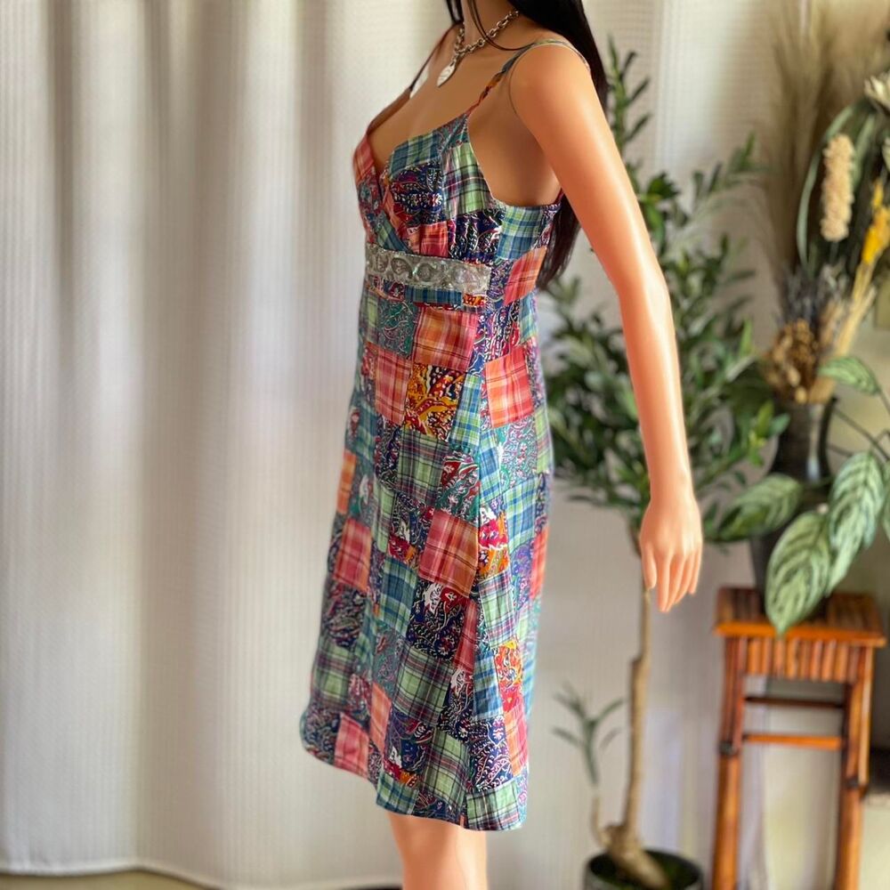 Tailor New York Patchwork Midi Dress in Green, Blue, Pink, Orange - Picture 5 of 7